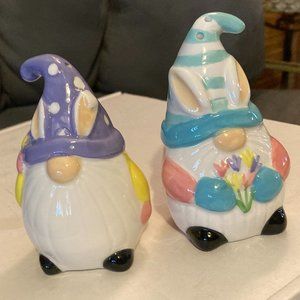 TAG Spring Holiday Bunny Garden Gnomes-Salt & Peppers Shakers-3.5" H-New w/o Box